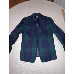 Vintage Jones New York Blackwatch Plaid Floral Blazer Made USA Women’s 12